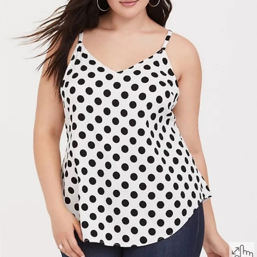 Torrid Ava Stretch Challis Cami Navy with White Polka Dots - Size 2